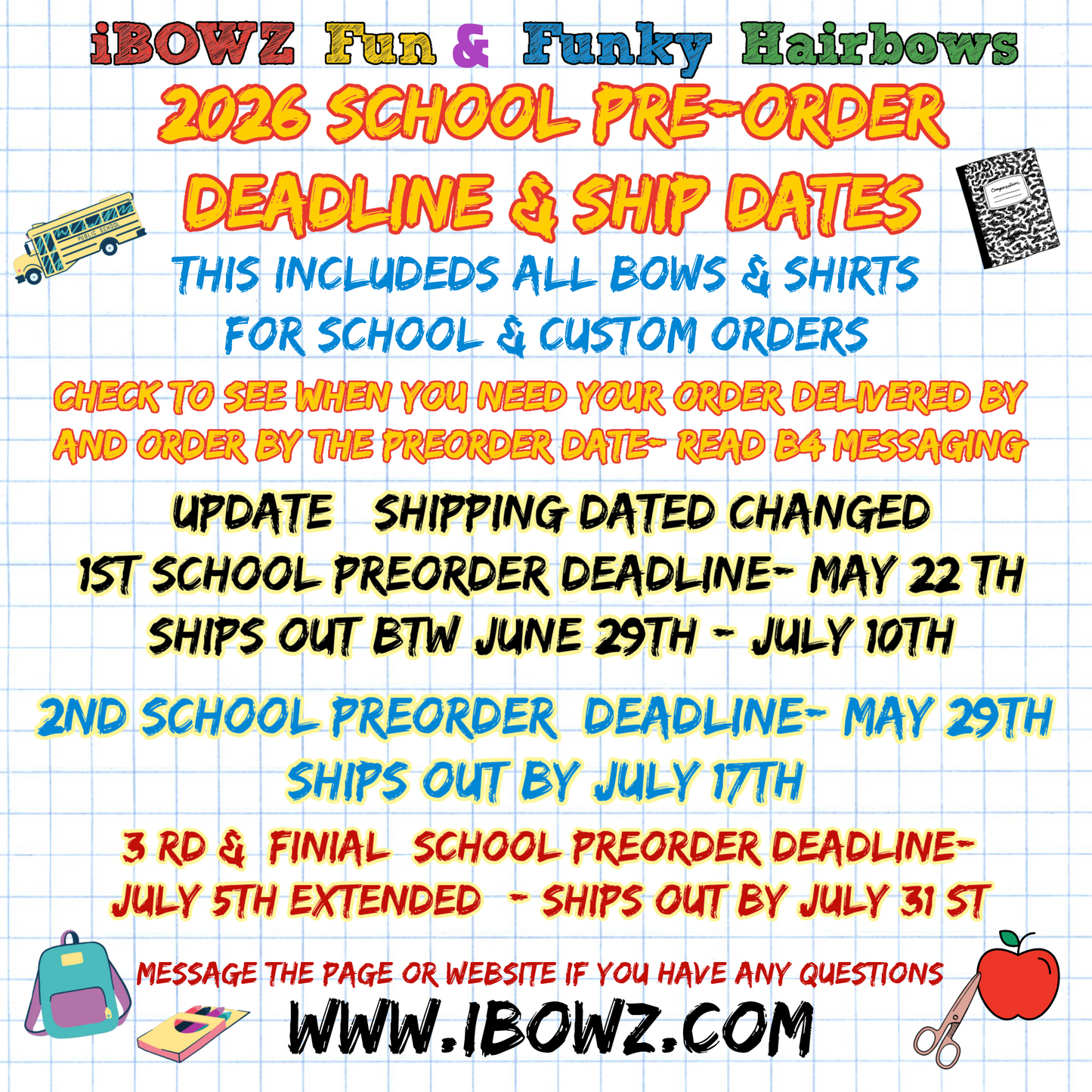 School Grade Fun bow & Matching Tee ~ Choose your Grades~ Exclusively at iBOWZ ~Perfect for Back to School & First day of School pics~ Limited Time Only