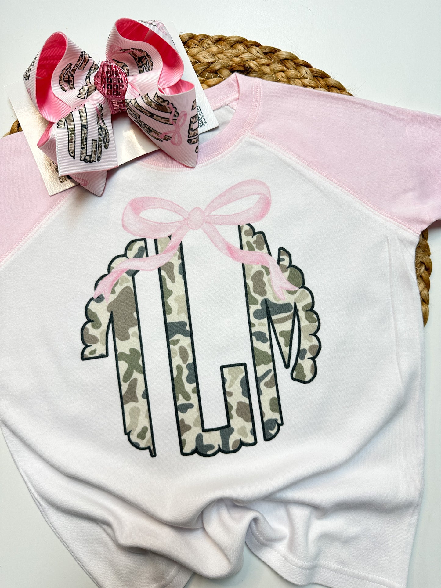 Camo Personalized Fun Trendy T-shirt and Bow for your Girls! Monogram Shirt and Bow ~ Perfect for your Camo loving Girls