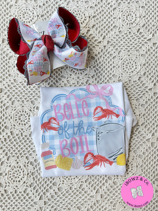 Belle of the Boil ~ Crawfish Fun Trending HairBow and Tee ~ Order the Combo, bow or Tee only