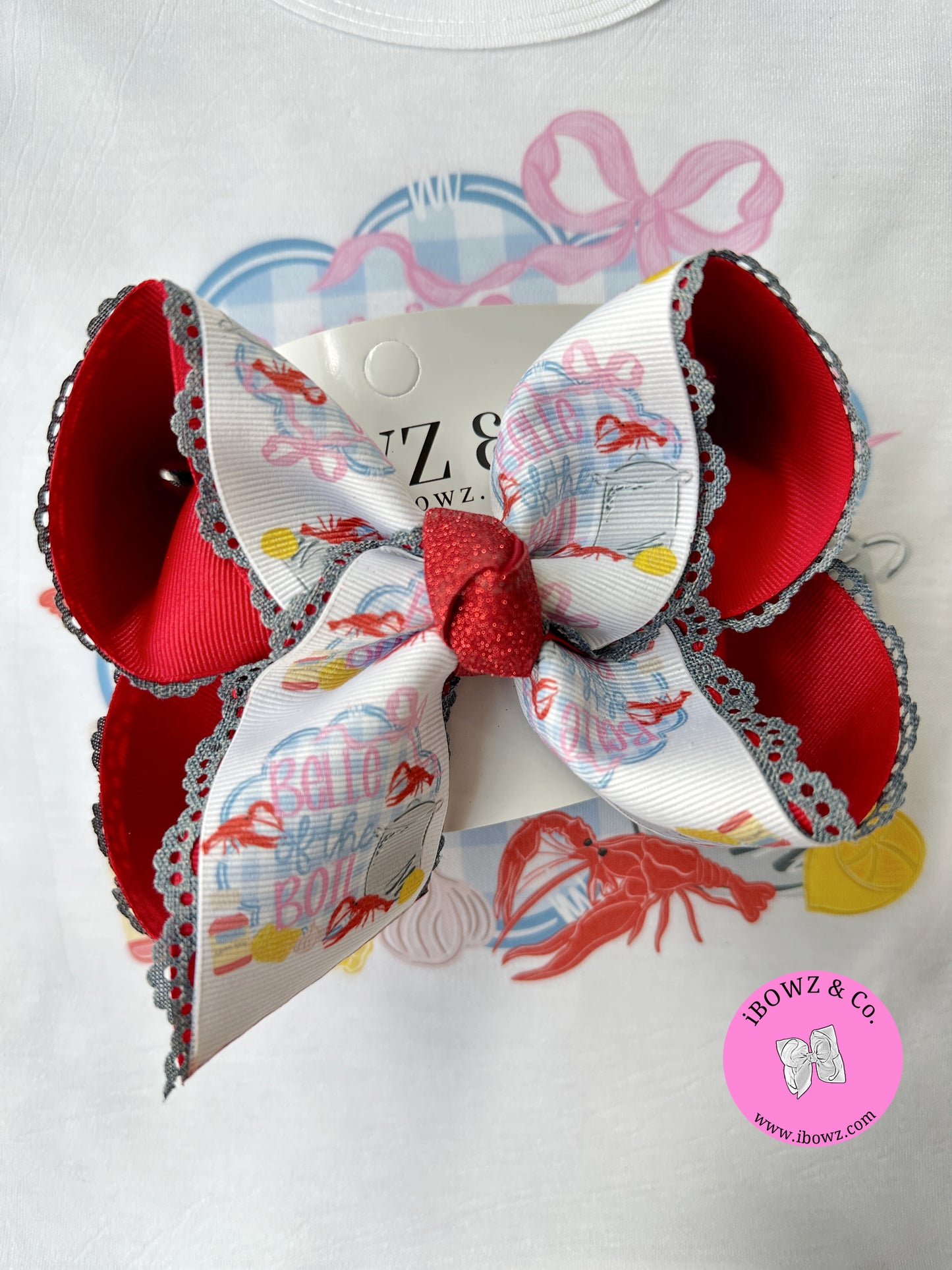 Belle of the Boil ~ Crawfish Fun Trending HairBow and Tee ~ Order the Combo, bow or Tee only