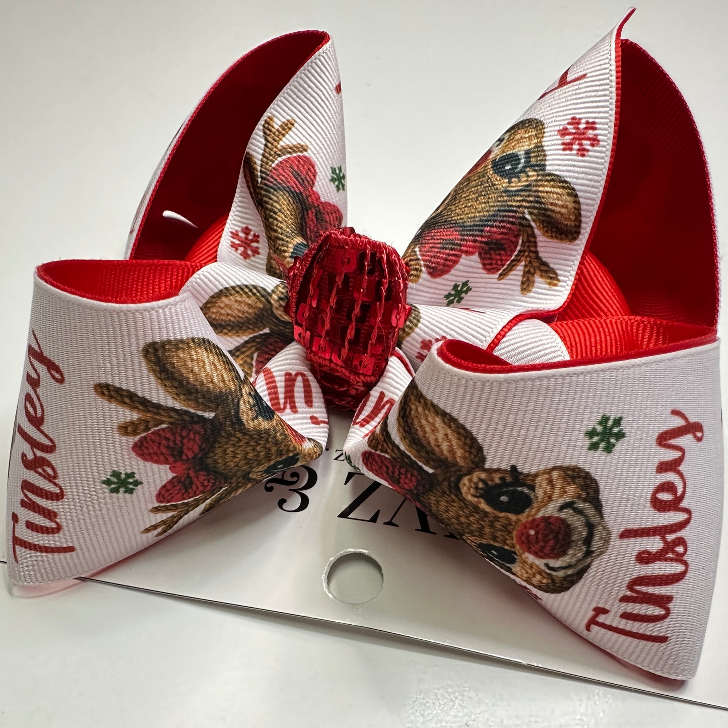 Personalized Crochet Girly Reindeer Christmas Design HairBow & T-shirt ~ Limited Time Only