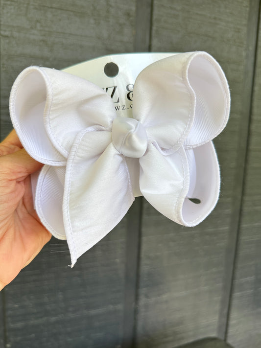 White Silk Duponi Hairbow ~ Choose your Color and Bow size ~ Perfect for Easter and Every occasion ~ Ribbon Bow