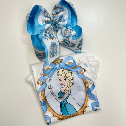 Princess Elsa OOAK HairBow and Matching Tee Combo ~ Choose Combo, Bow or Tee ~ Perfect for your Princess loving Little Girls