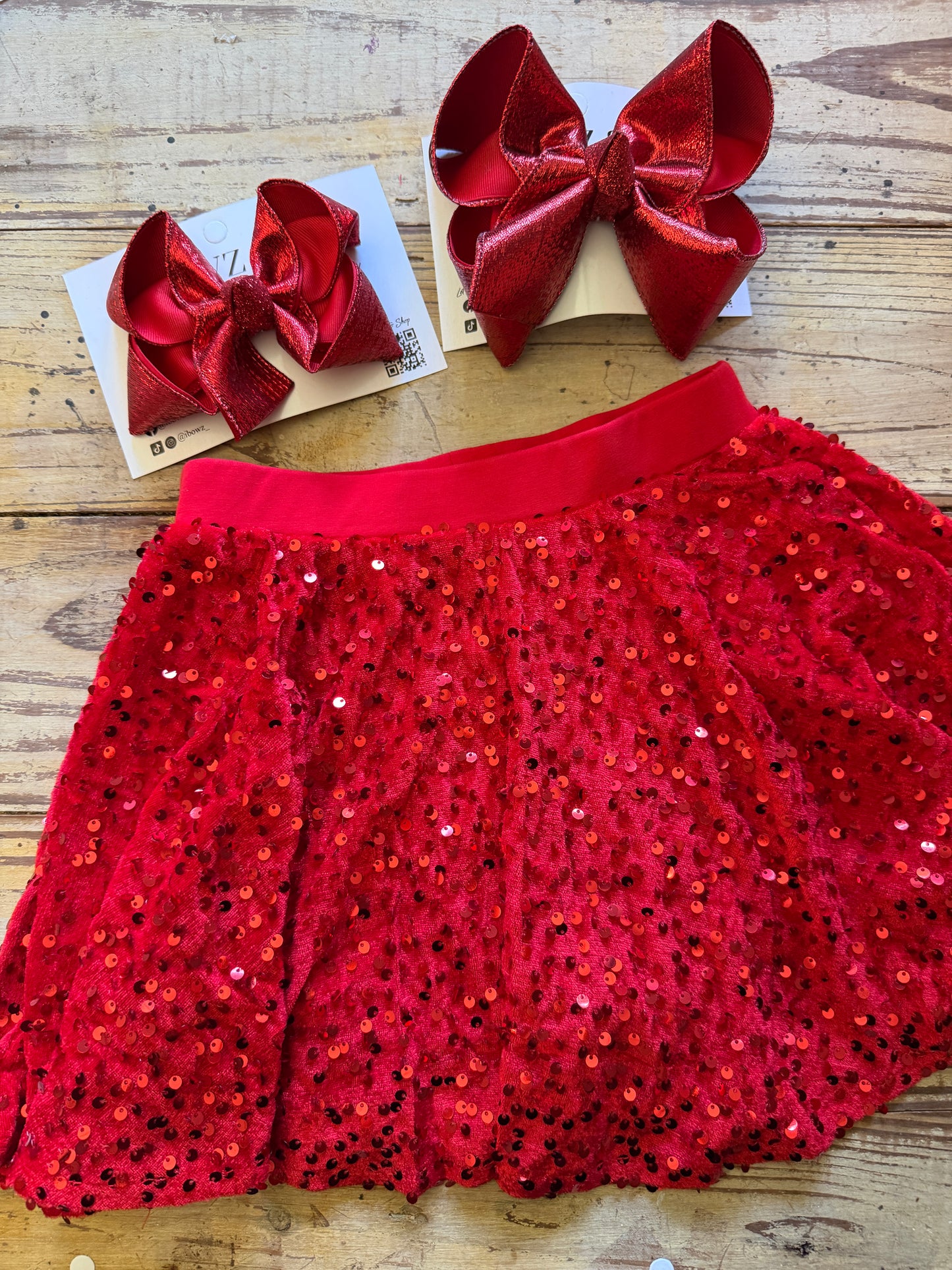 Red Metallic Double Layer Boutique Hairbow ~ Perfect for School or Sports Team ~ Ribbon Bow