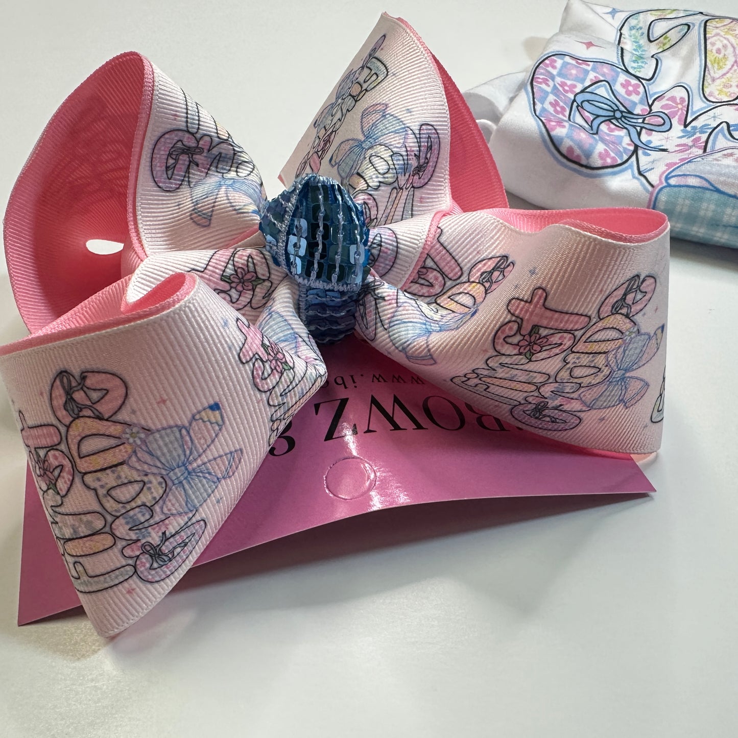 Floral Pink & Blue Grand Millennial Coquette School Grade Fun bow & Matching Tee ~Choose Combo, bow only or tee only ~ Choose your Grades~ Exclusively at iBOWZ ~Perfect for Back to School & First day of School pics~ Limited Time Only