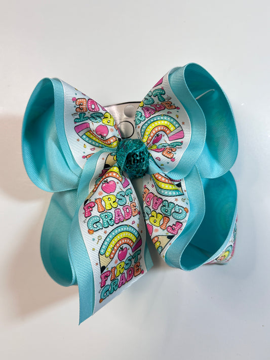 Rainbow Apple Pencil "School Grade" PRINT ~ School Grade Fun bow & Matching Tee ~ Available in Lots of Grades~ Exclusively at iBOWZ ~Perfect for Back to School & First day of School pics~ Limited Time Only
