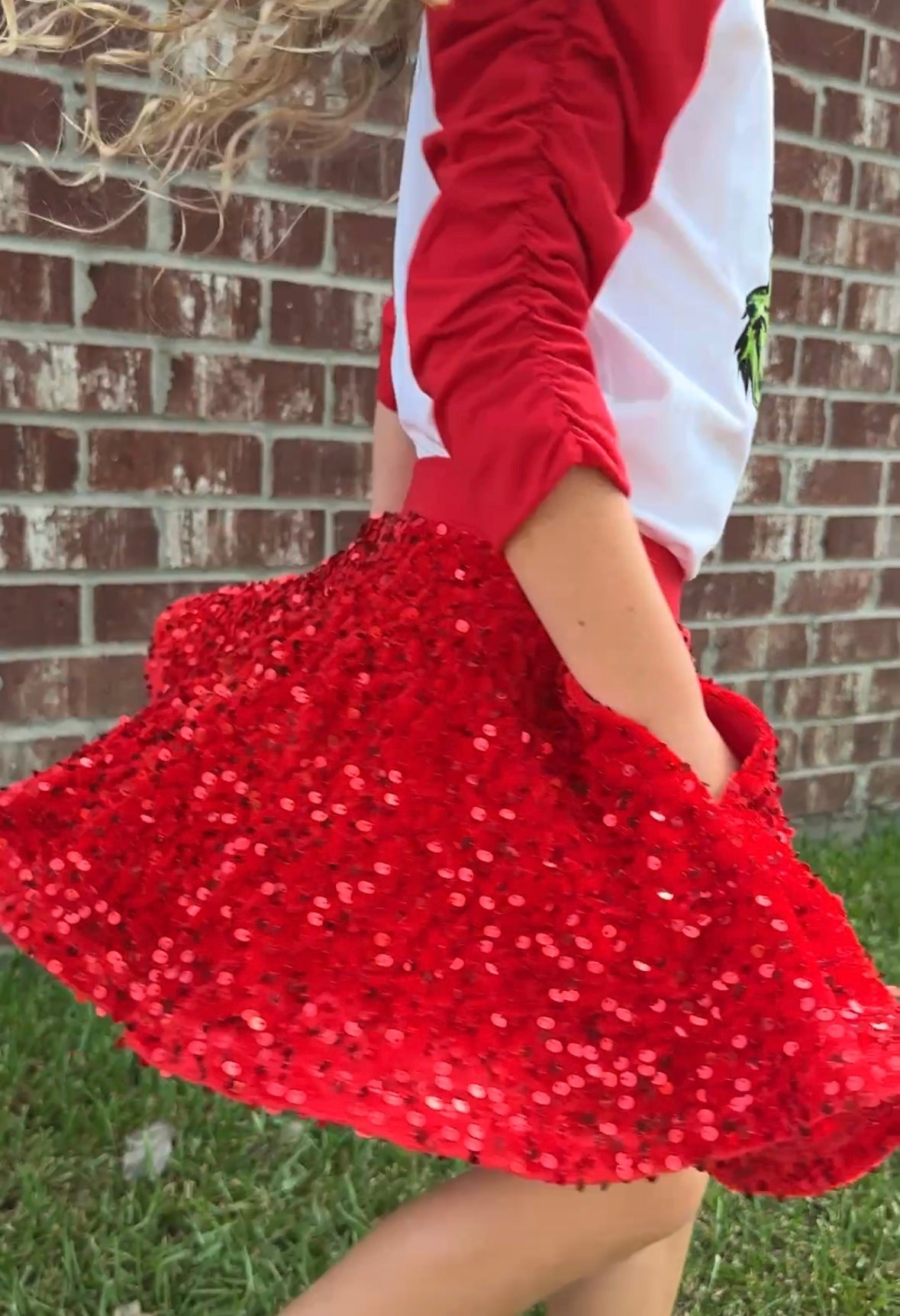 New Red Sparkly Sequin Twirl Skirt Designed for your Twirl Girls who Love to Sparkle