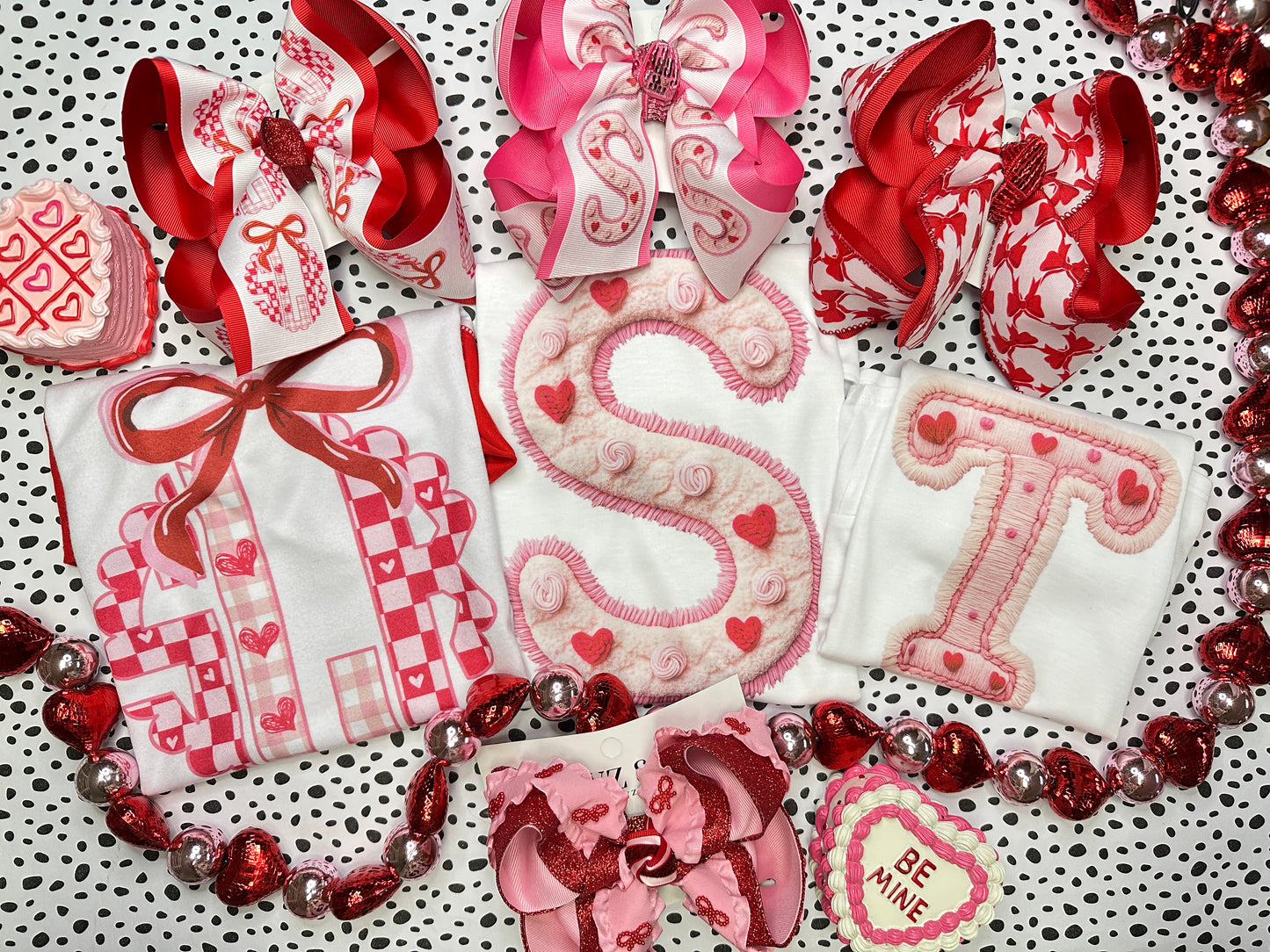 Personalized Valentines Day Monogram Bow Design HairBow and Matching Tee ~ Perfect for your little Girls Valentines Activities ~ Let Her Be Best Dressed for the Love day