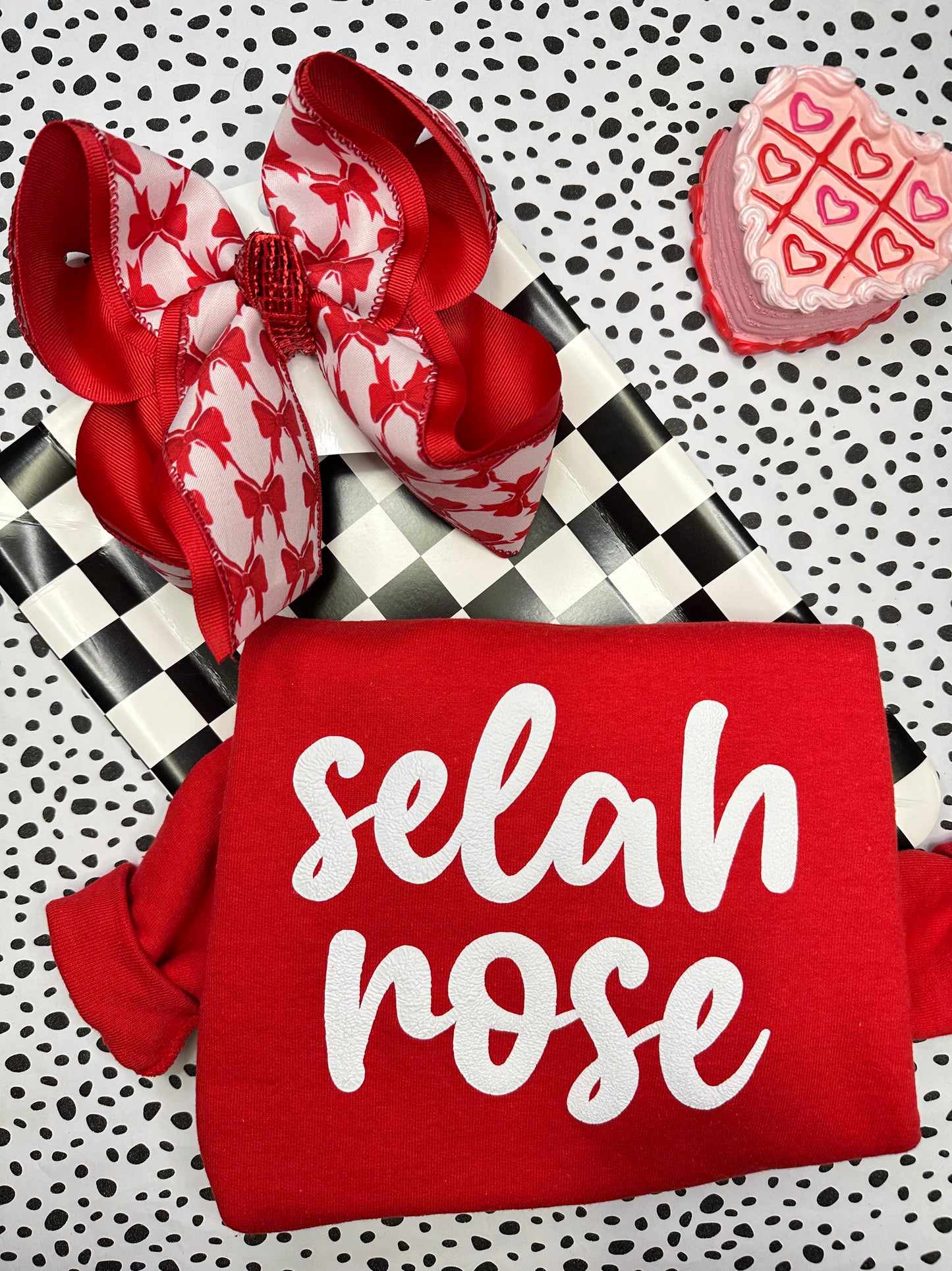 Personalized Valentines Day or EveryDay Sweatshirt with Puff Name & Super Cute Bow ribbon Bow ~ Perfect for your little Girls Valentines or Any Activities ~ She'll get all the Compliments in her VDAY fit