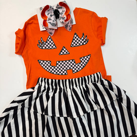 Jack- O-Lantern Fun Halloween Fall Boutique T-shirt & Hairbow Outfit ~ Perfect for all your Fall & Halloween Festivities
