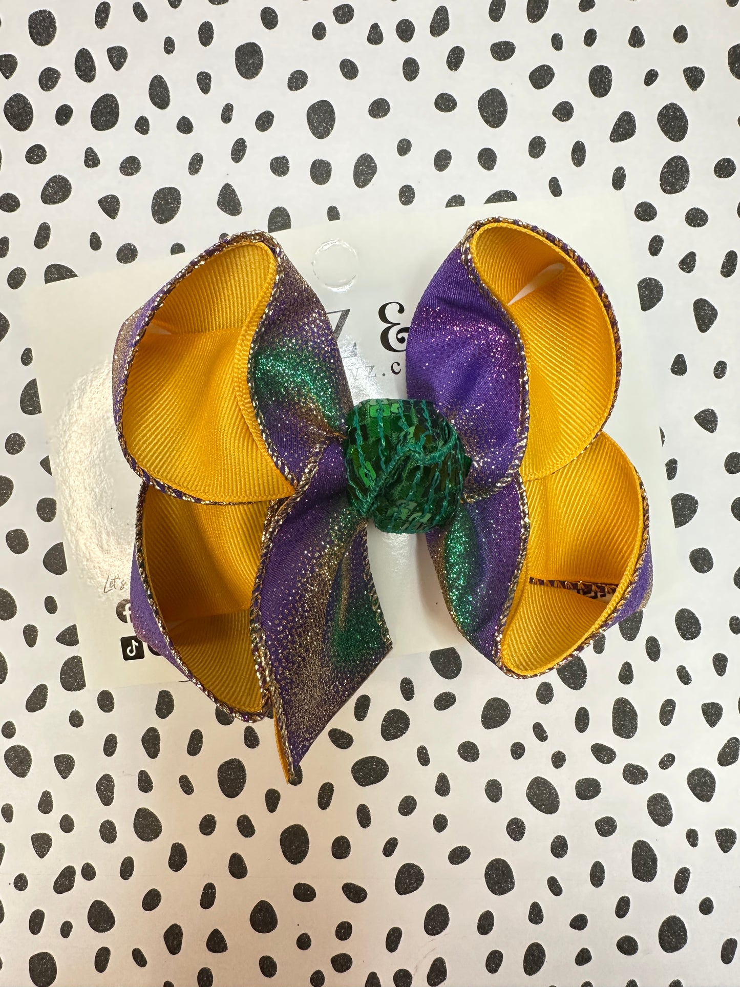 Mardi Gras Tie dye Fun Ribbon Bow ~ Choose your Bow Size ~Fun Hairbow for Girls ~ Perfect for Parades and Crawfish Boils (Copy)