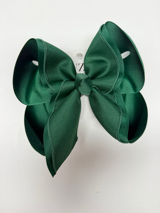 Forest green denim hair bow handmade by iBOWZ