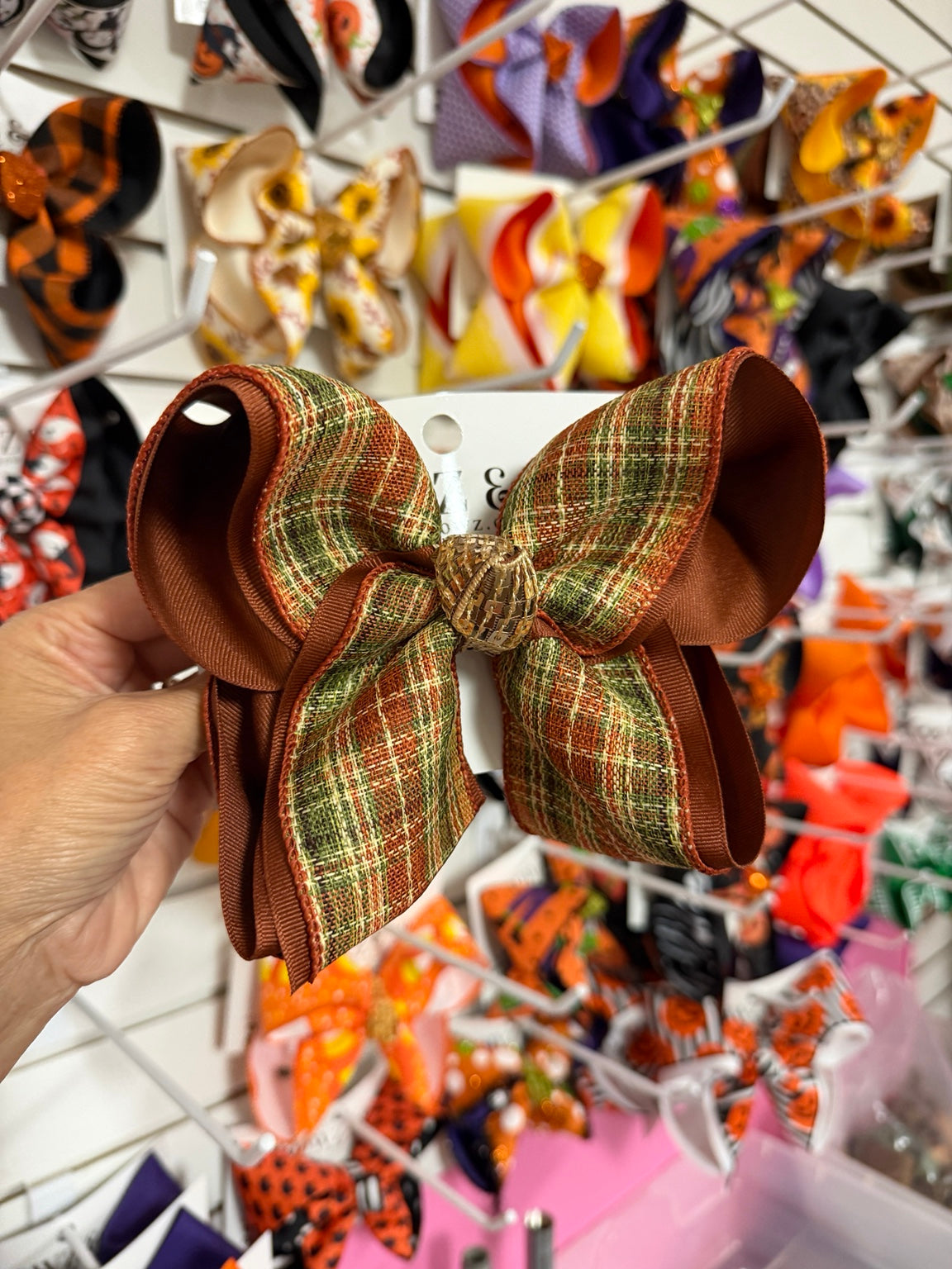 Large fall plaid hairbow