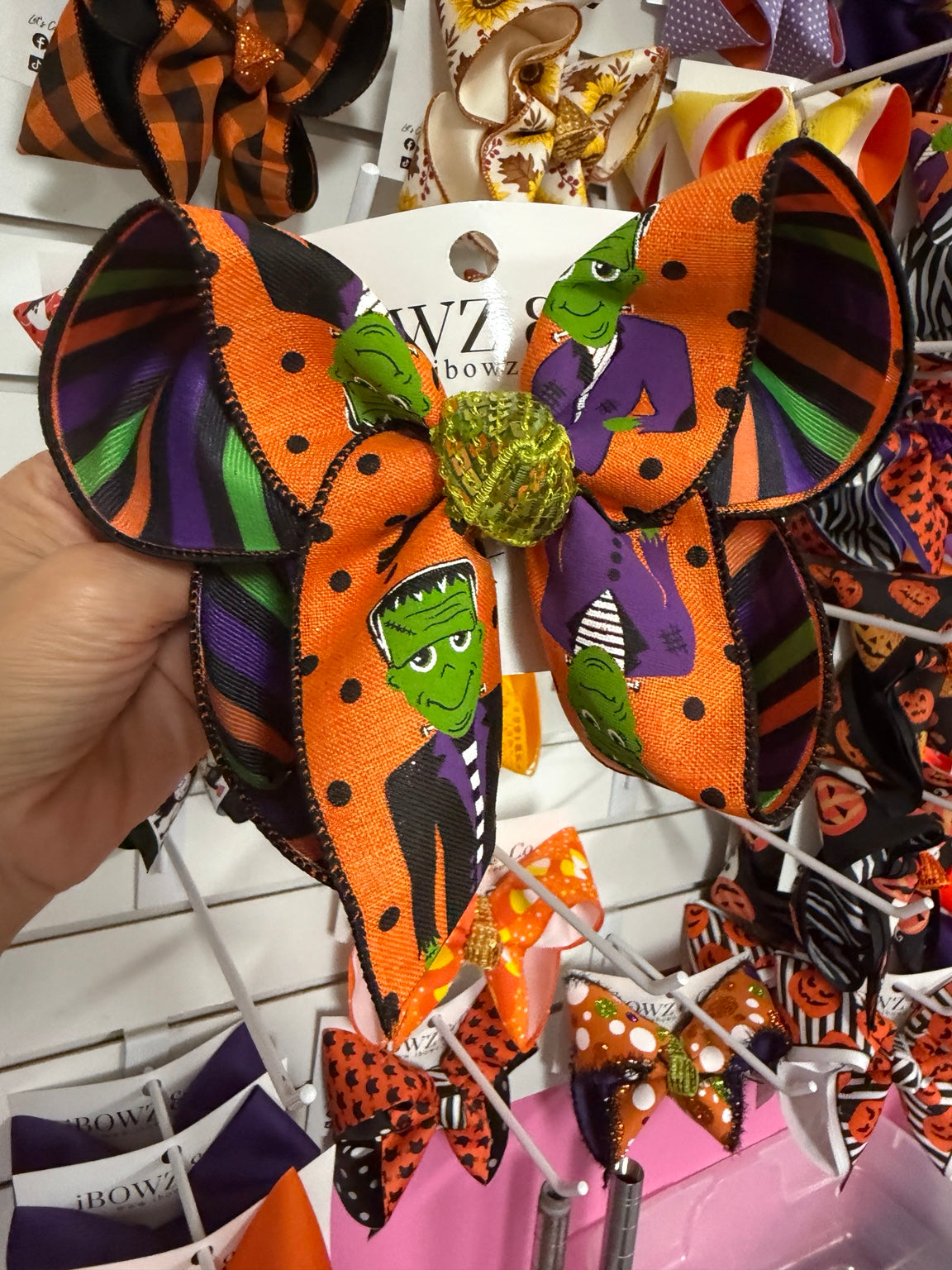 Large Frankenstein Halloween hairbow