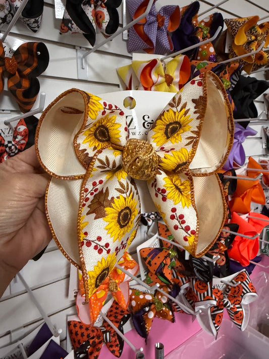 Large sunflower fall hairbow