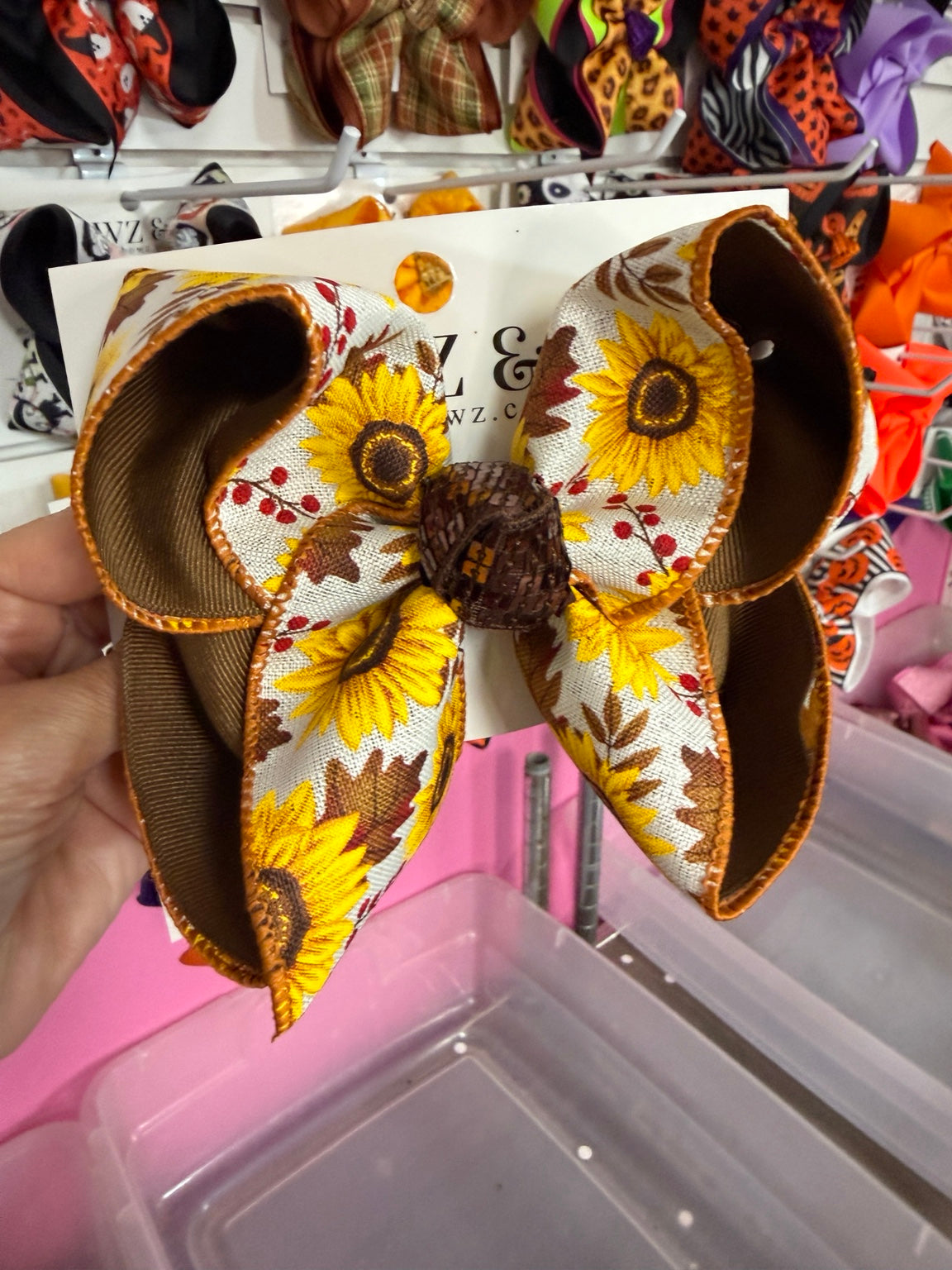 Fall sunflower Biggie 5 inch hair bow