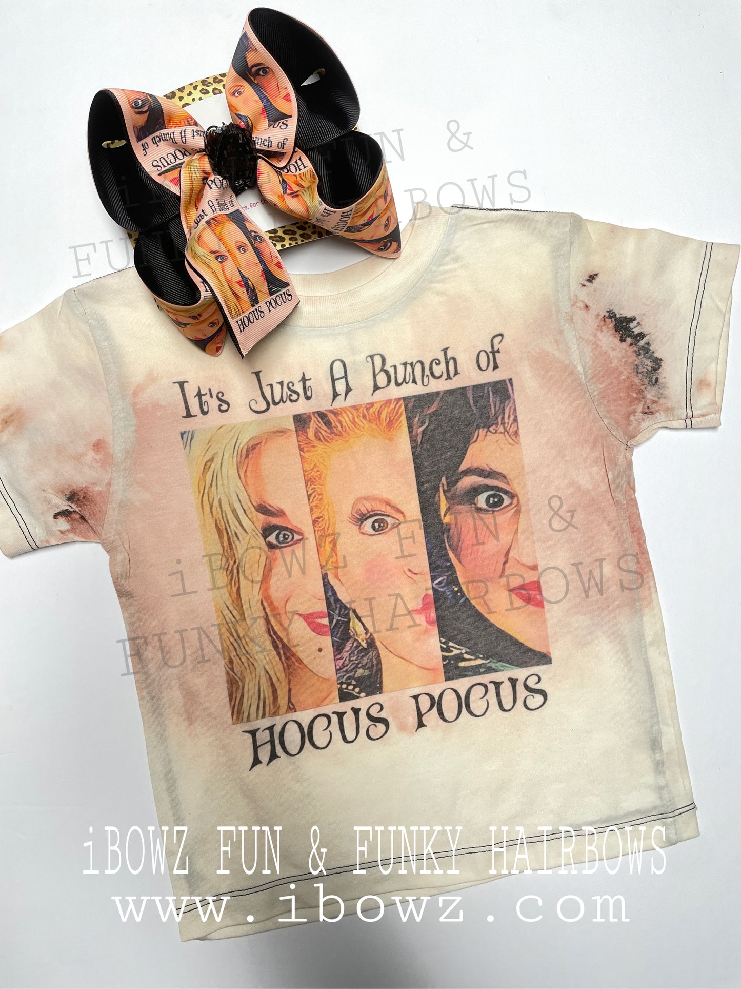 Summerween Halloween ~ Our Best Seller for Halloween ~ The Witches are Back ~ Inspired by Hocus Pocus Sanderson Sisters Bleached Tee & Matching Hairbow