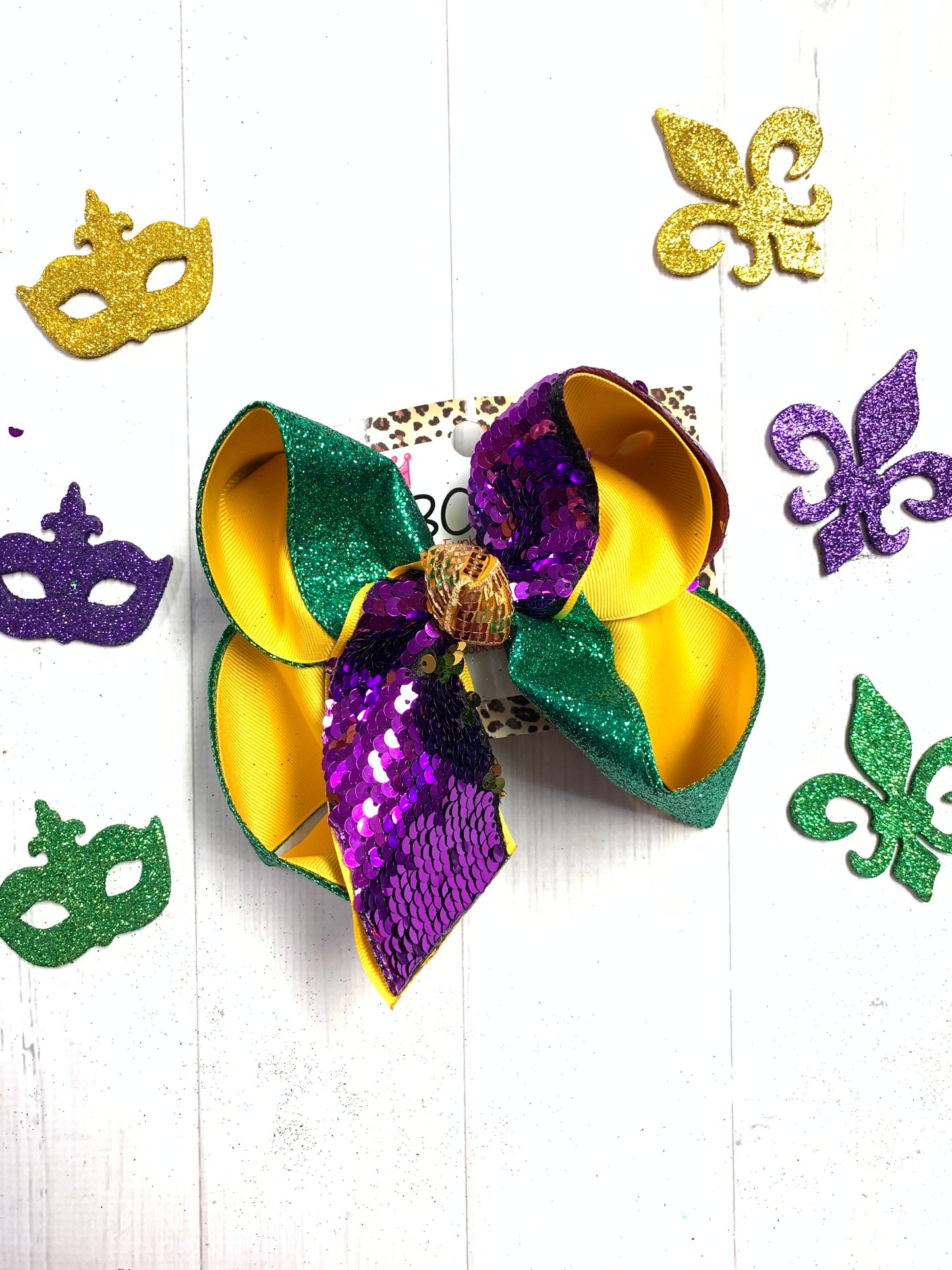 Mardi Gras Glitter and Flip Sequin | Mardi Gras Parade Fun hairbow iBOWZ Fun & Funky Hairbows