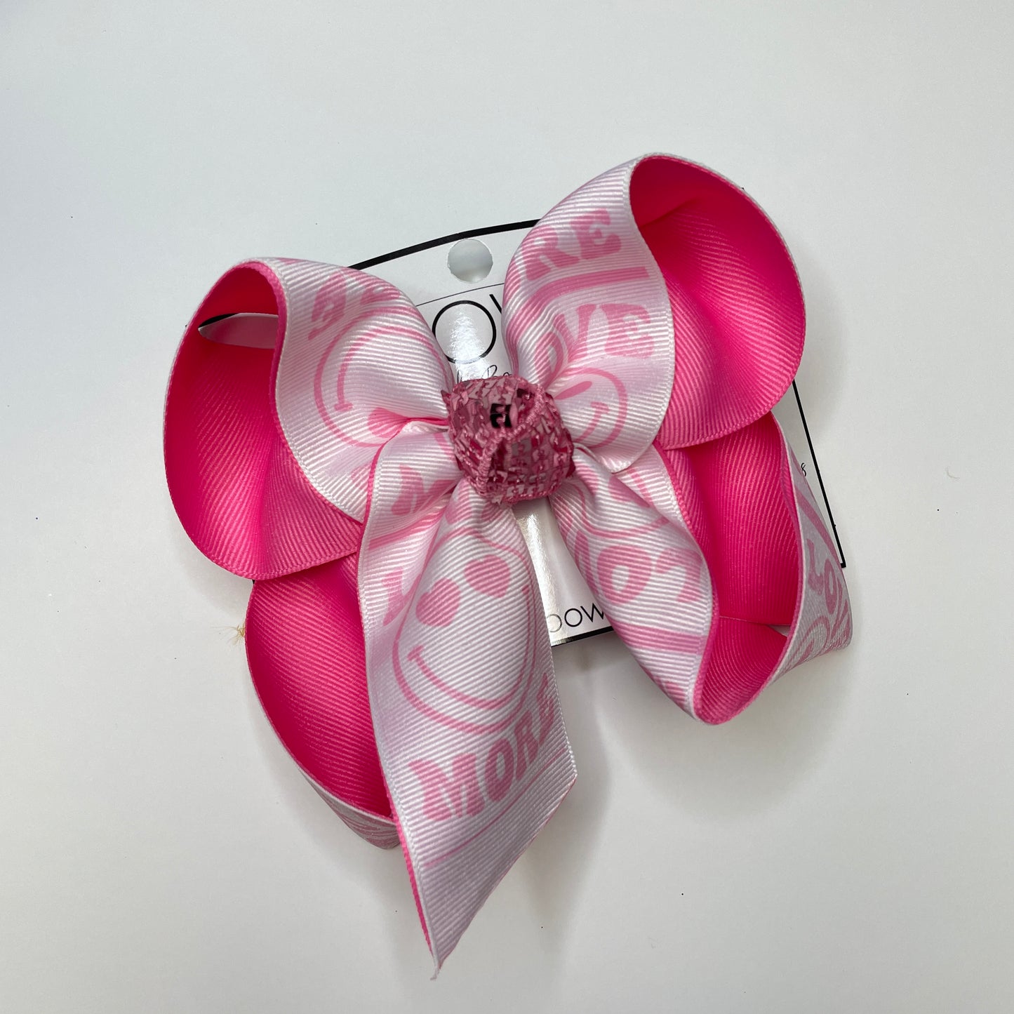 Valentines Day ~ Trendy Love More Smiley Face Hairbow ~ Exclusive iBOWZ design {Bow Only} Valentines day Collection