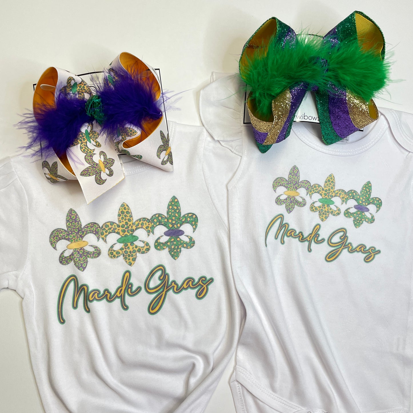 Mardi Gras Leopard Print Fleur De Lis Mardi Gras Hairbow ~ Exclusive iBOWZ design {Bow Only} Mardi Gras day Collection