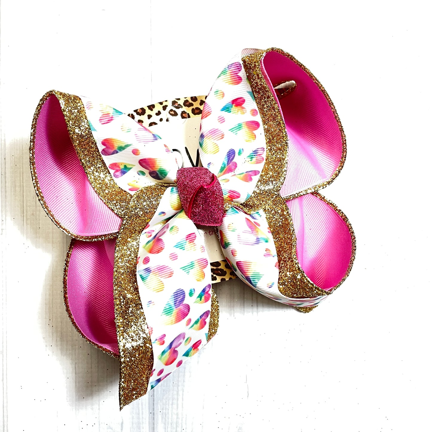 Valentines Day Ombre Watercolor Hearts Fun Print Triple Layer | Valentines day Fun Hairbow | Cupid ~ Love ~ February 14th hairbow