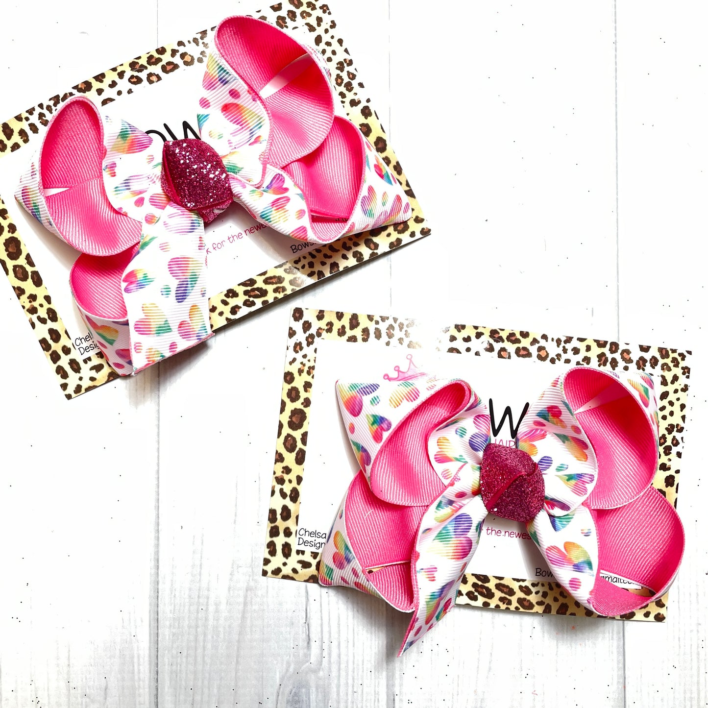 Valentines Day Ombre Watercolor Hearts Fun Print Triple Layer | Valentines day Fun Hairbow | Cupid ~ Love ~ February 14th hairbow