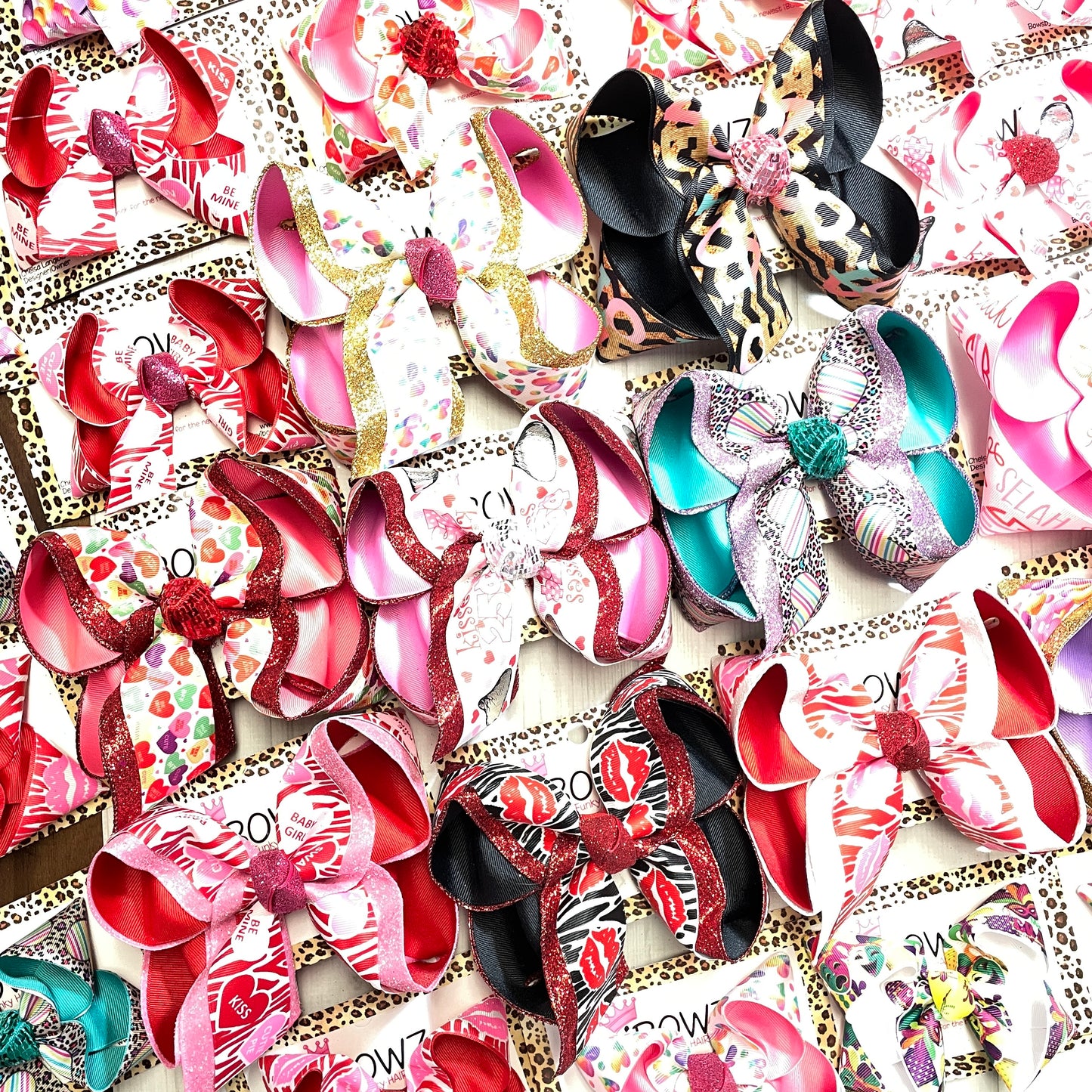 Valentines Day Kiss Lips & Zebra Fun Print Triple Layer | Valentines day Fun Hairbow | Cupid ~ Love ~ February 14th hairbow