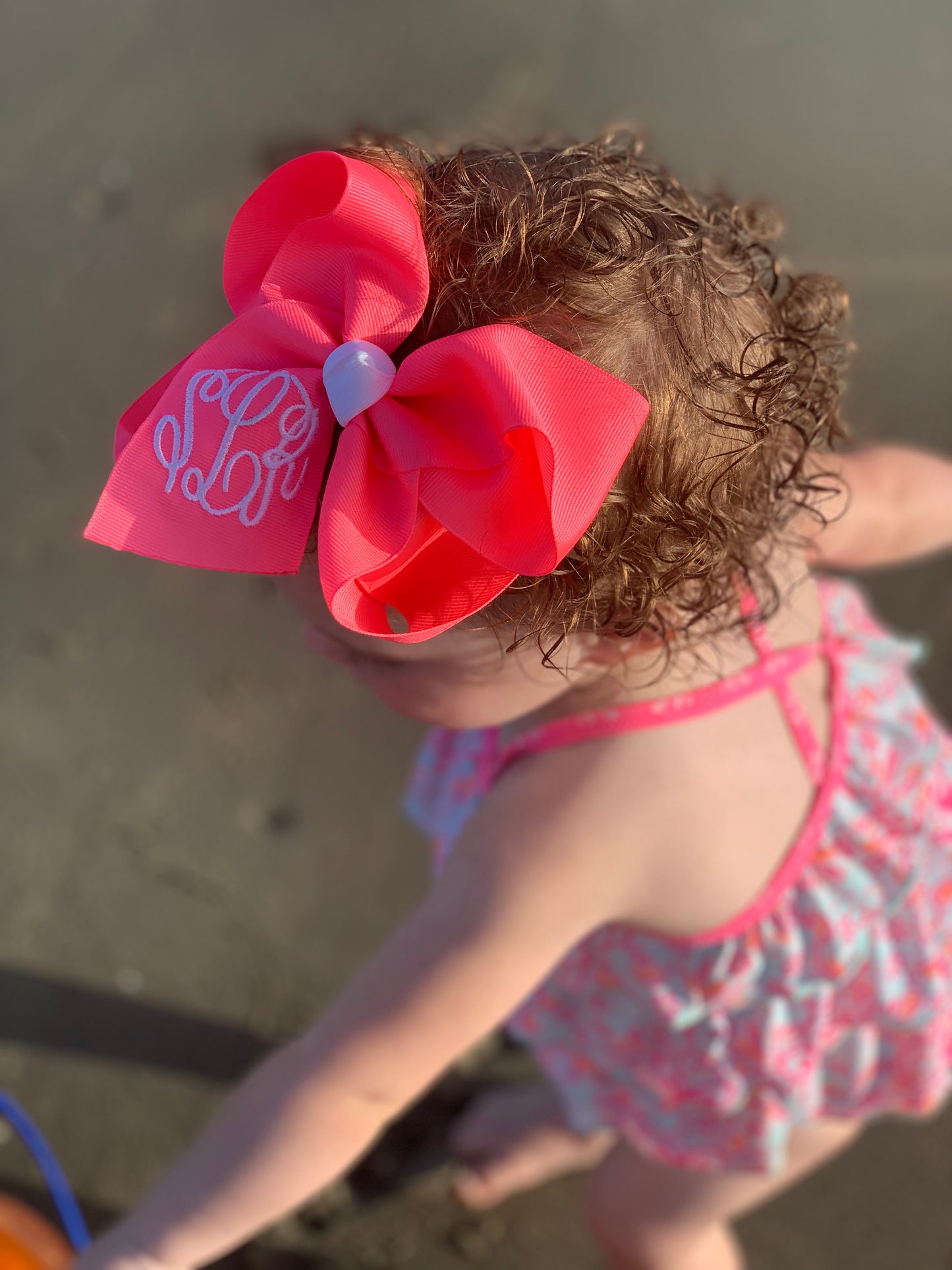Monogram Neon solid hairbow Bundle with Triple initial Monogram Hair bow Oh MY! ~ ~Perfect Hanging around the house ~ Great For the Pool