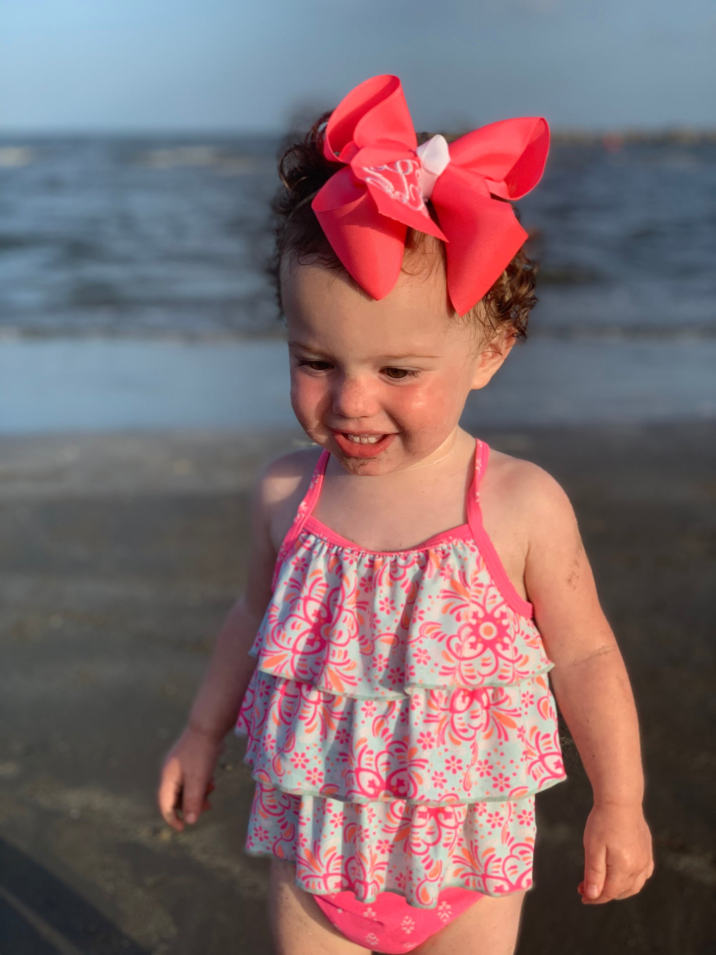 Monogram Neon solid hairbow Bundle with Triple initial Monogram Hair bow Oh MY! ~ ~Perfect Hanging around the house ~ Great For the Pool