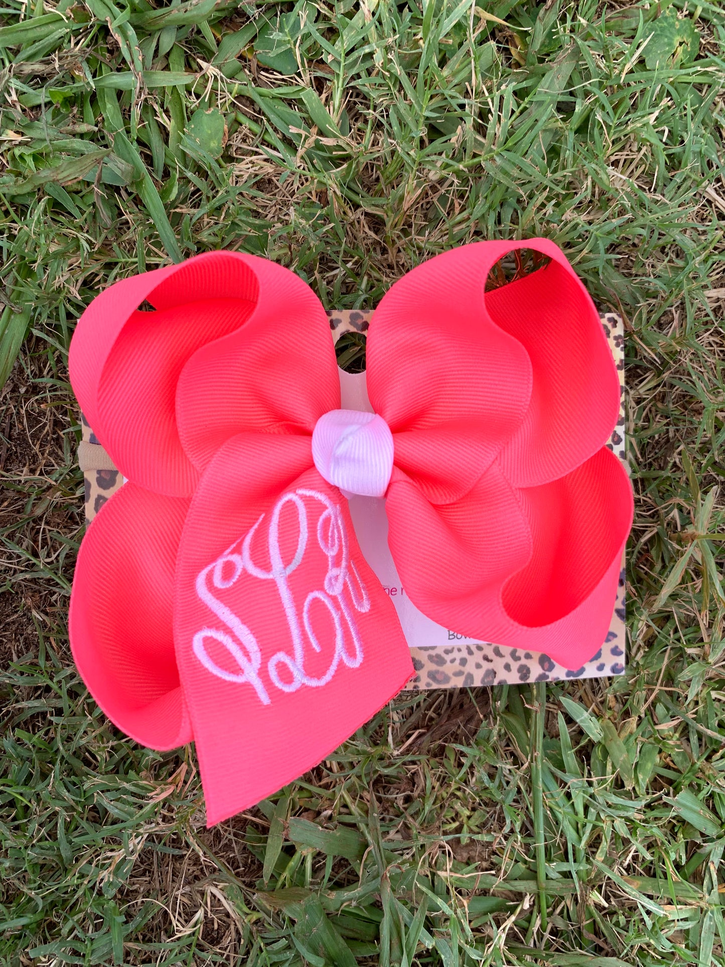 Monogram Neon solid hairbow Bundle with Triple initial Monogram Hair bow Oh MY! ~ ~Perfect Hanging around the house ~ Great For the Pool