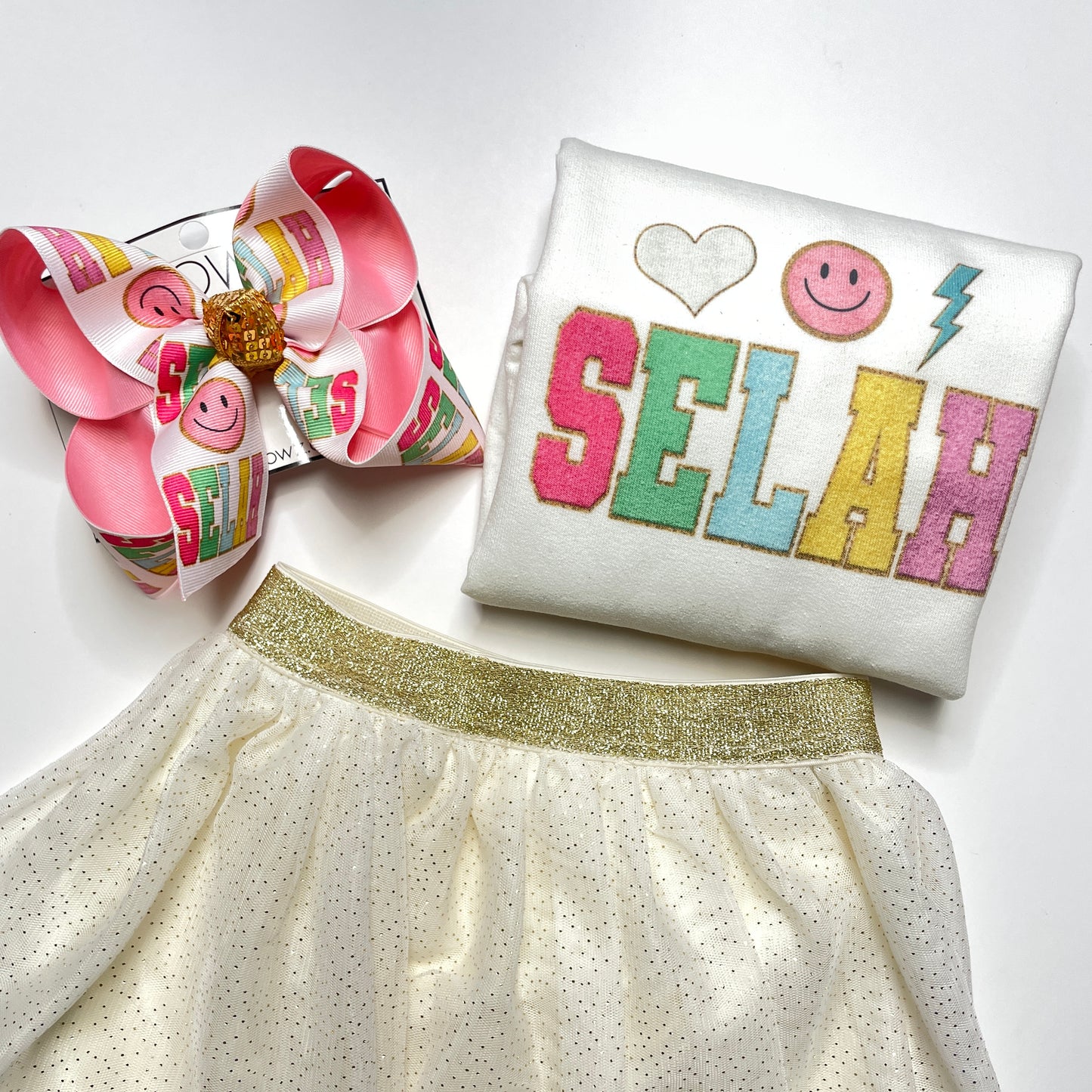 {BOW ONLY} Personalized Faux Patch Name Bow ~ Exclusive iBOWZ design~ Perfect for Every Day