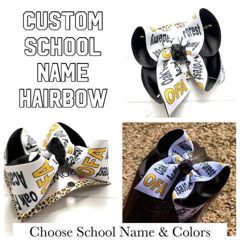 Custom School Name  Hairbow Preorder ~School Name and Initials only (no mascot- see other listing) ~ Back to school ~ by iBOWZ