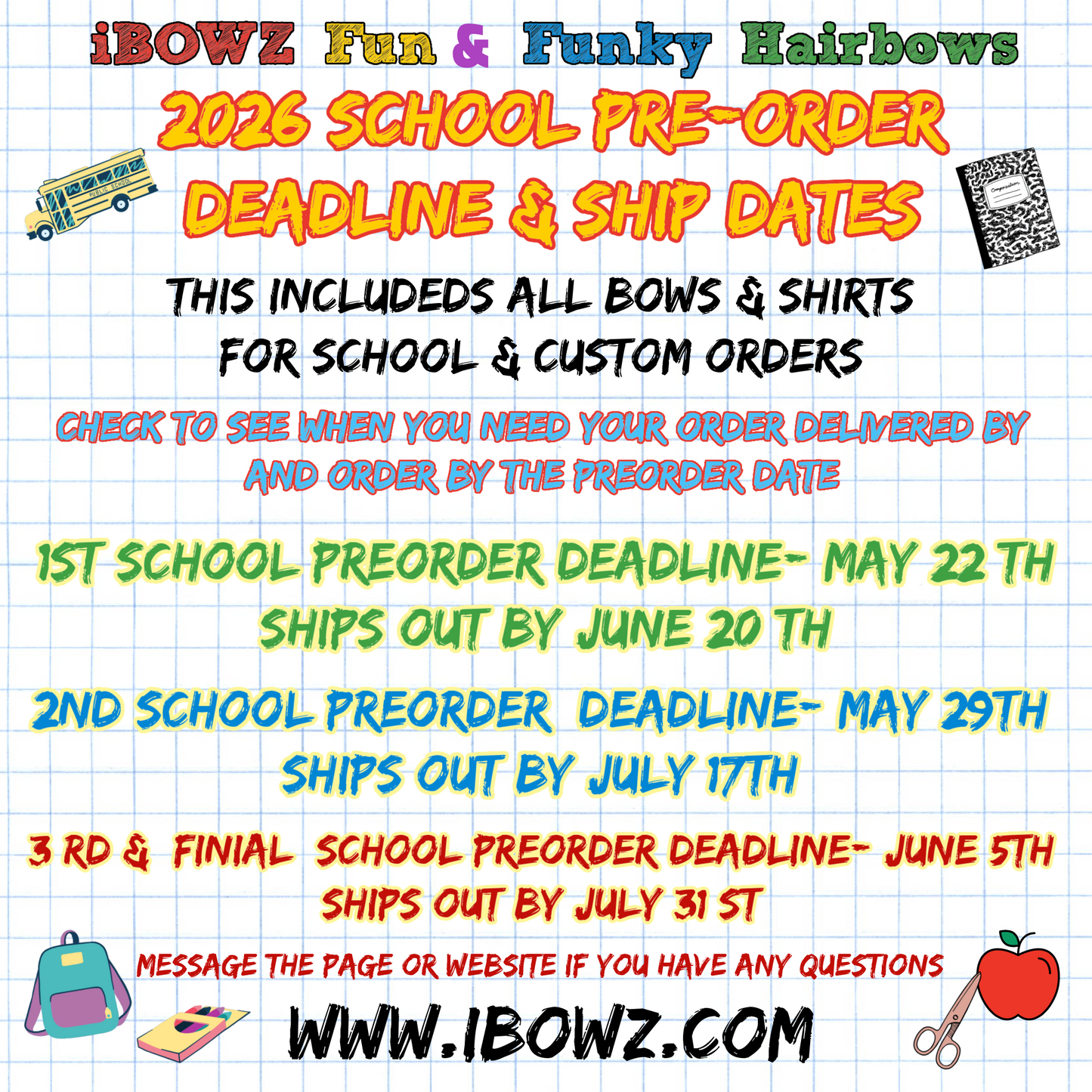 LARGE BOWS 6"  |  School Spirit Fun bows |  Surprise school bows in your school colors