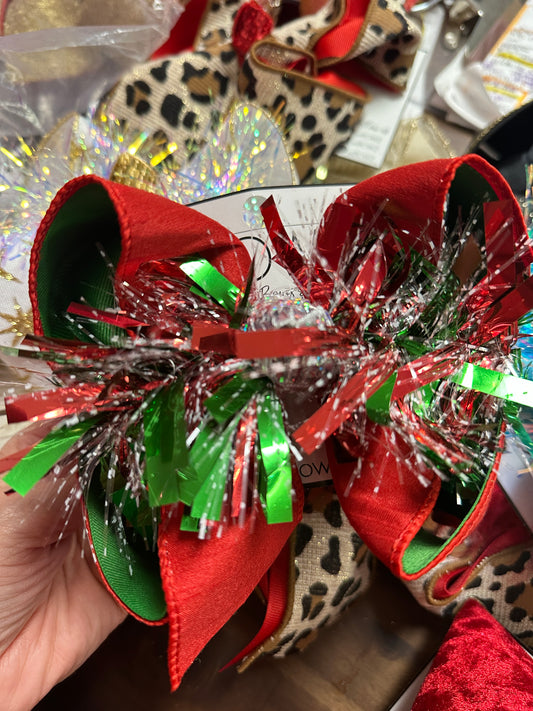 Classic Christmas Fun Bow - Choose Tinsel or No Tinsel