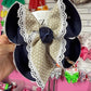 Kakie Swiss Dots with White Lace Scalloped edge Hairbow  ~ Perfect for School or Sports Team ~ Ribbon Bow