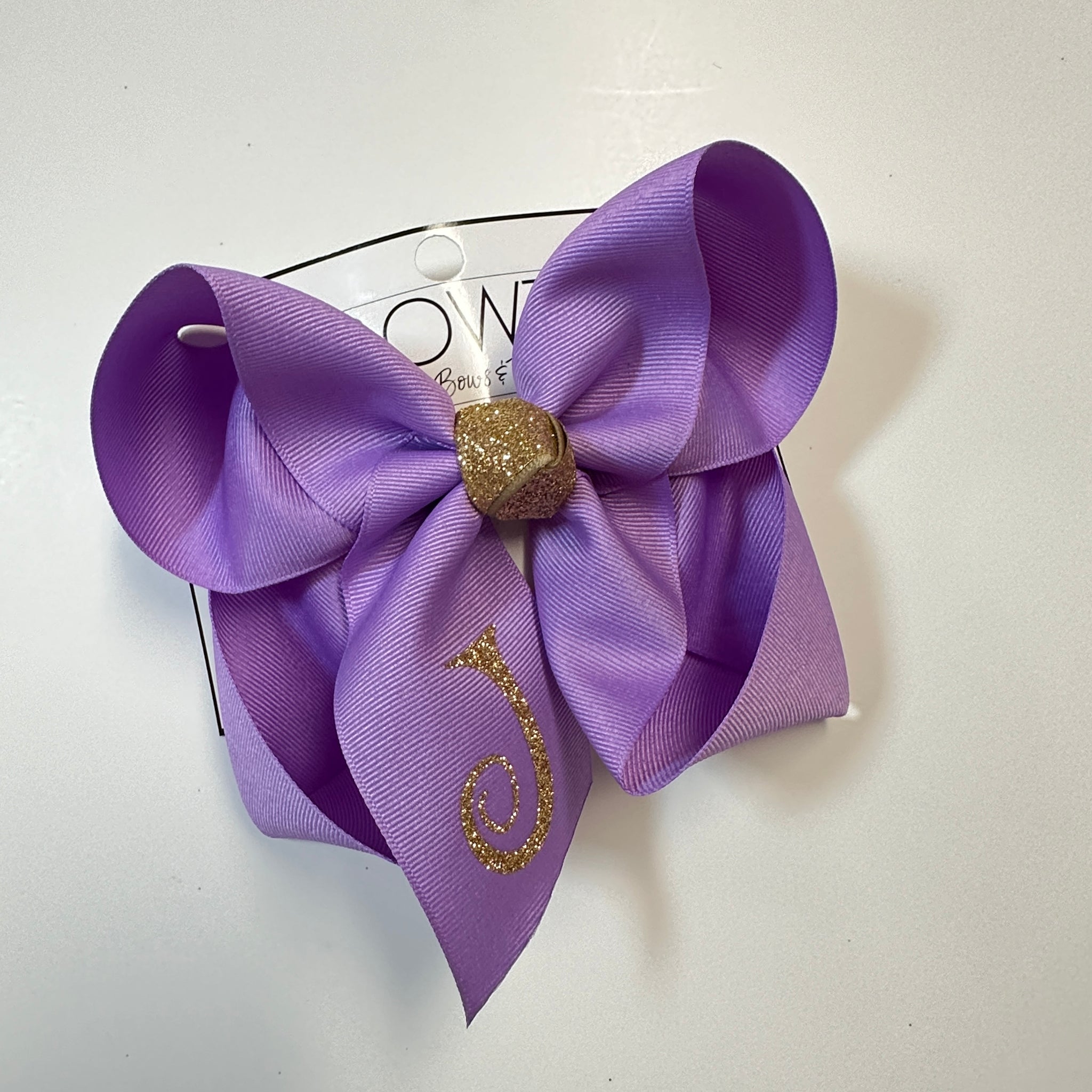 Dark Orchid Purple w/ Gold Letter- Personalized Initial Hairbows  ~ Choose your Bow size ~Handmade in the USA ~ Trendy EveryDay bows for your girls