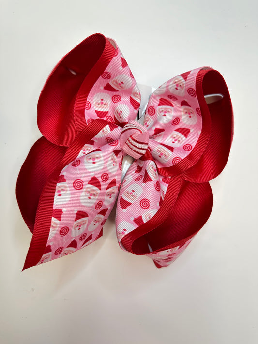 Christmas Santa Claus Pink & Red  Fun Hairbow for your Girls Southern bow