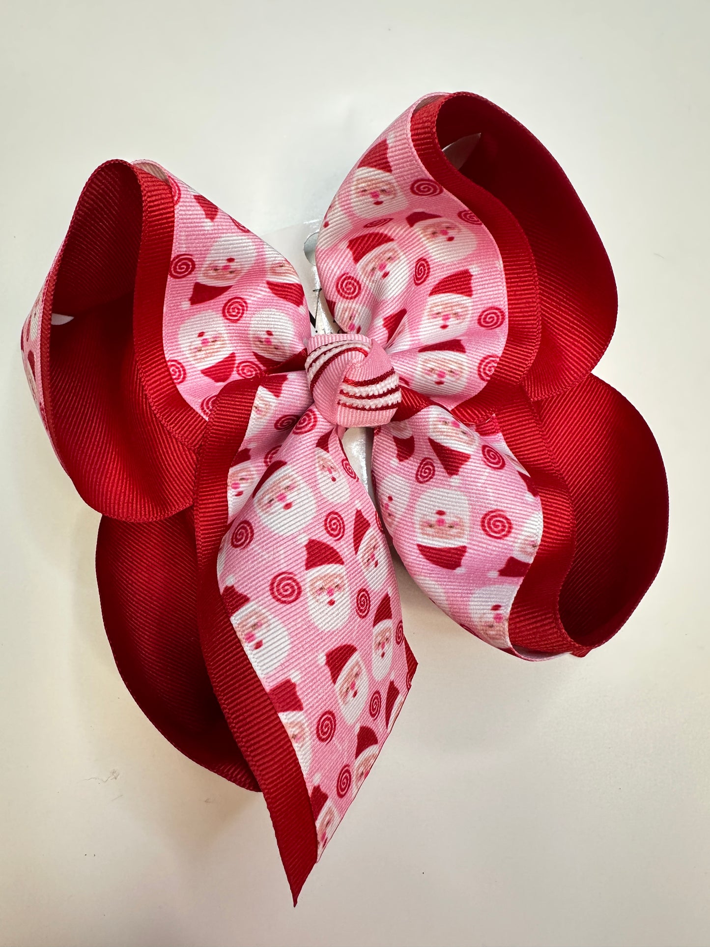 Christmas Santa Claus Pink & Red  Fun Hairbow for your Girls Southern bow