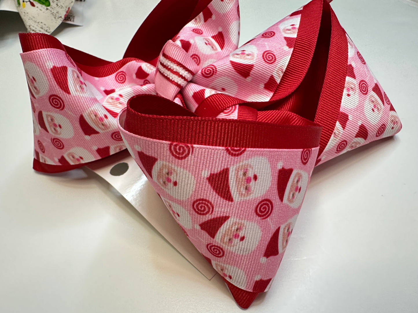 Christmas Santa Claus Pink & Red  Fun Hairbow for your Girls Southern bow
