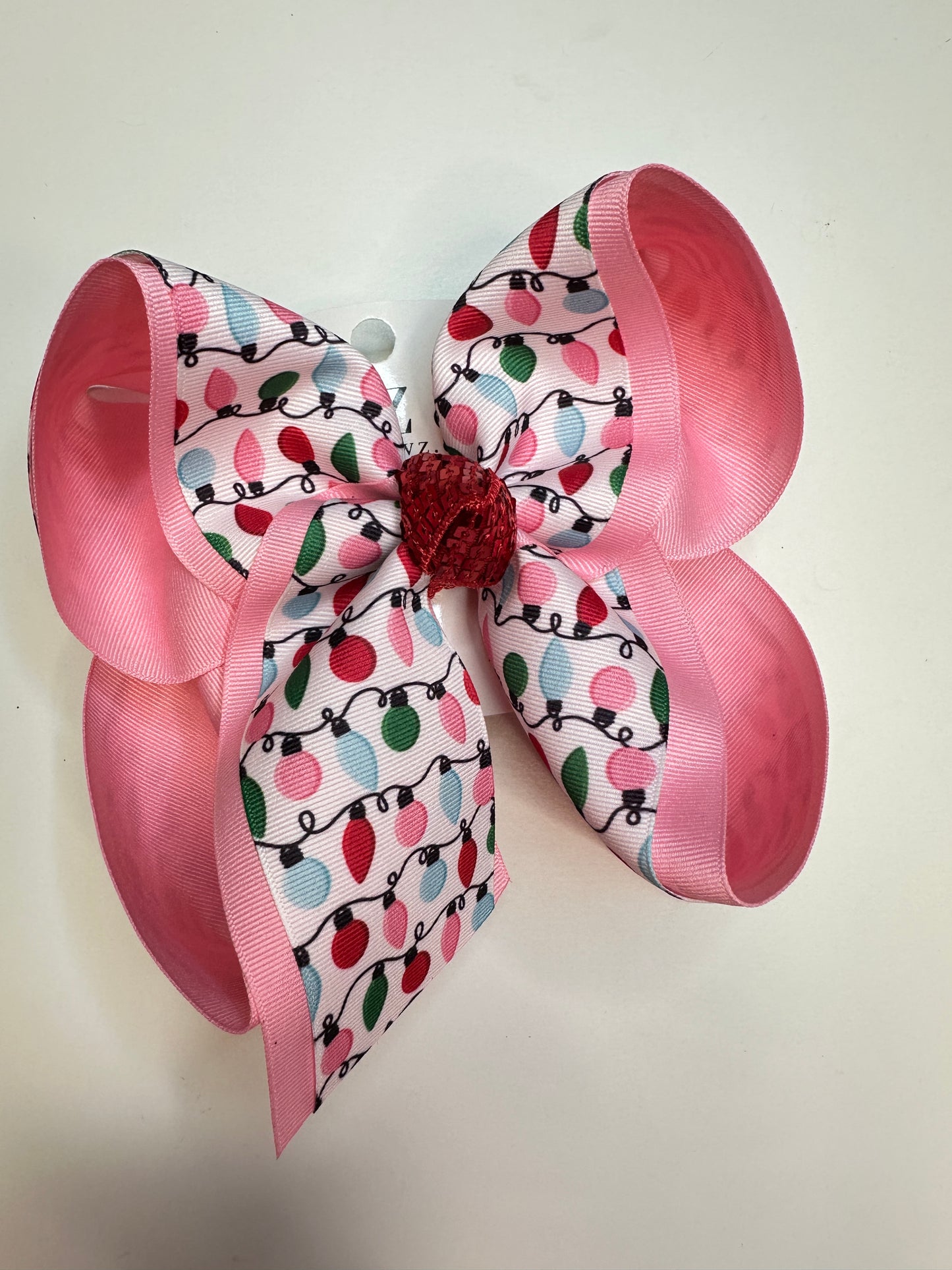 Christmas Lights Pink & Red  Fun Hairbow for your Girls Southern bow