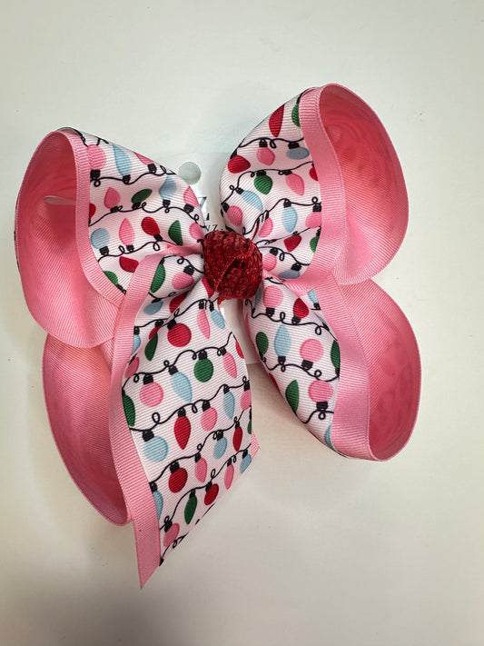 Christmas Lights Pink & Red  Fun Hairbow for your Girls Southern bow