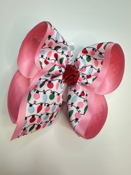 Christmas Lights Pink & Red  Fun Hairbow for your Girls Southern bow