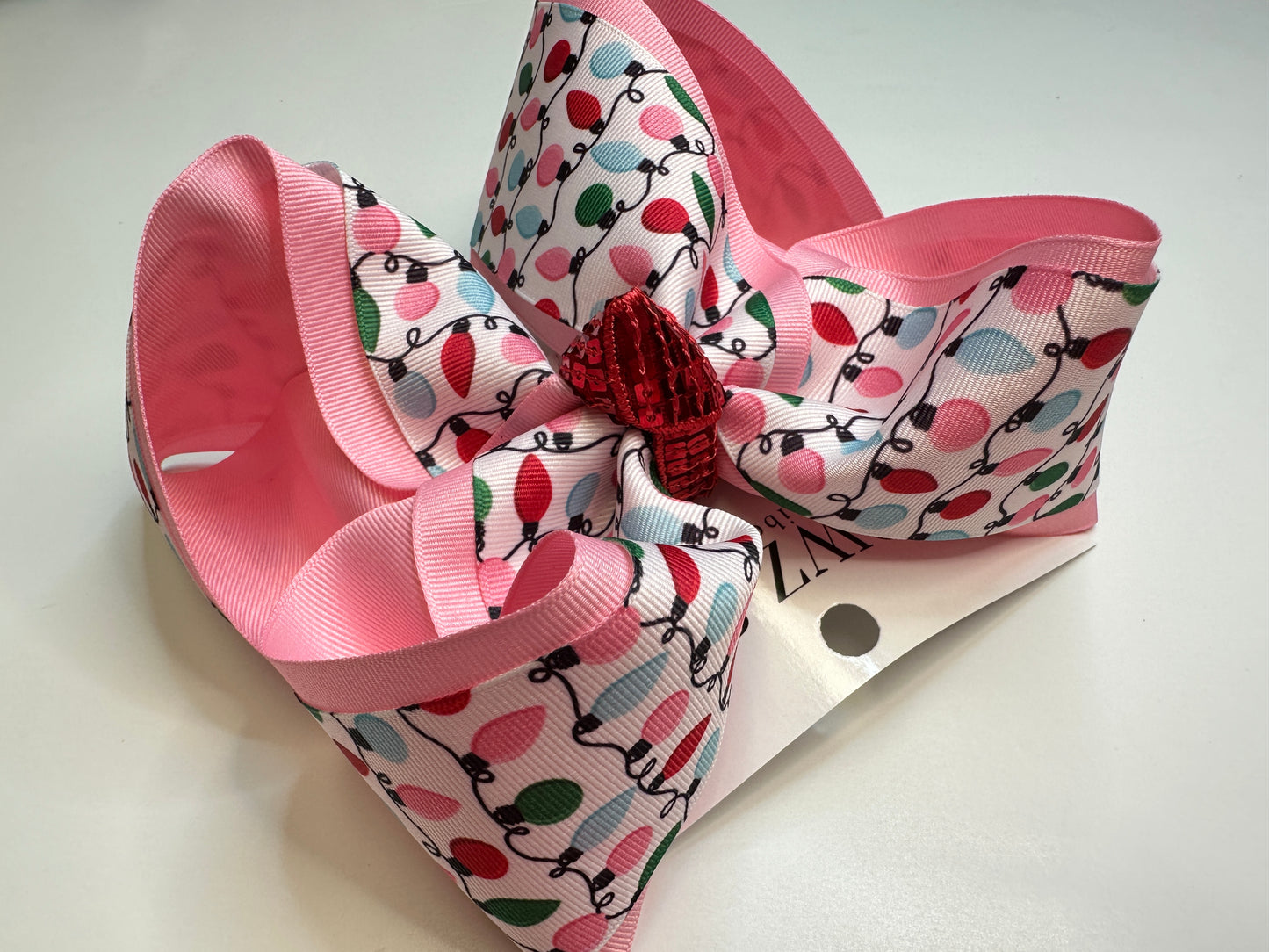 Christmas Lights Pink & Red  Fun Hairbow for your Girls Southern bow