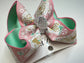 Christmas Gingerbread House Pink and Mint Colored Inspired Fun Hairbow for your Girls