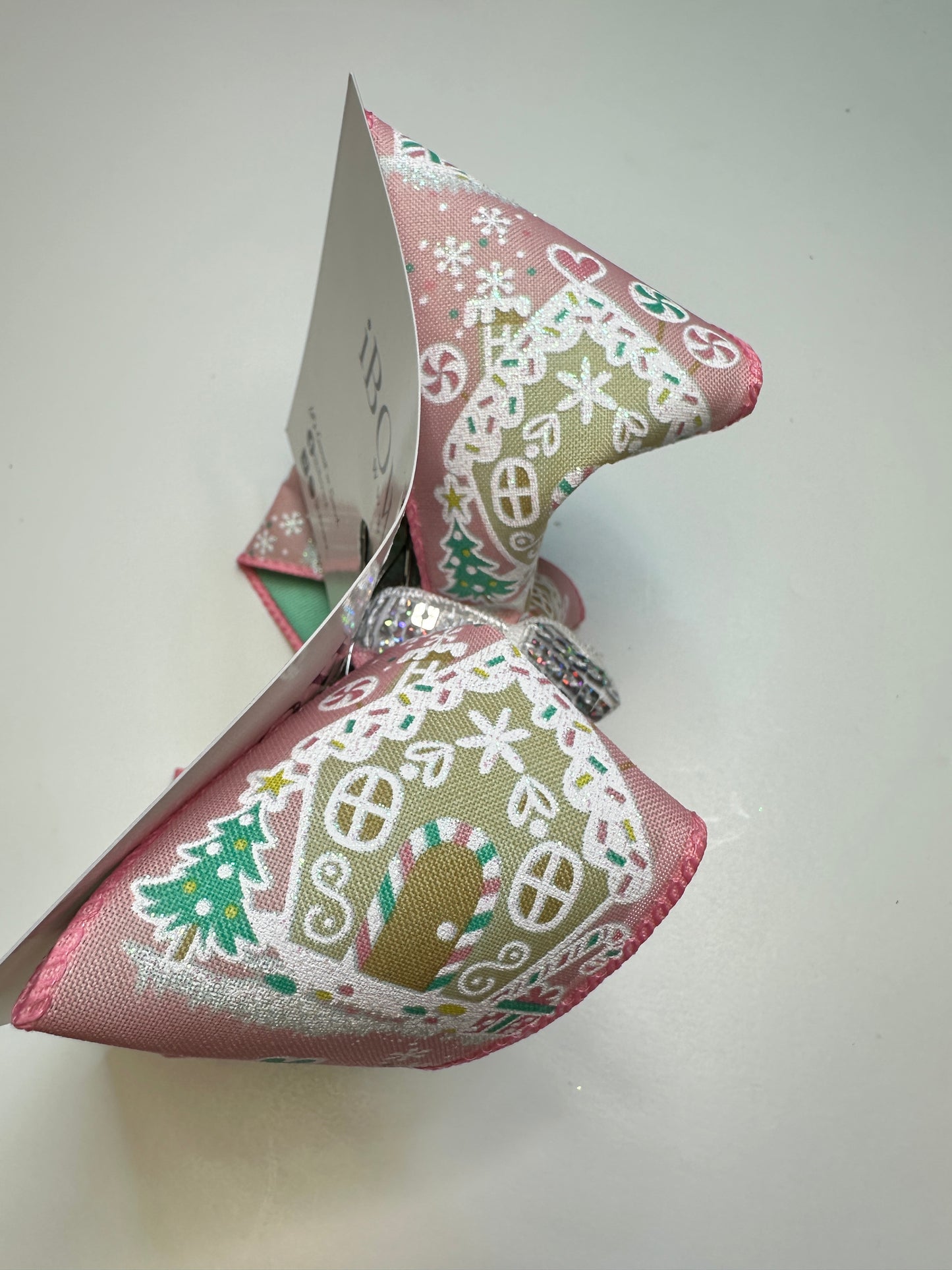 Christmas Gingerbread House Pink and Mint Colored Inspired Fun Hairbow for your Girls