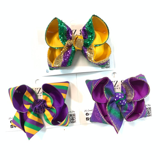 TODDLER 3" MARDI GRAS Hairbows - Choose your bow