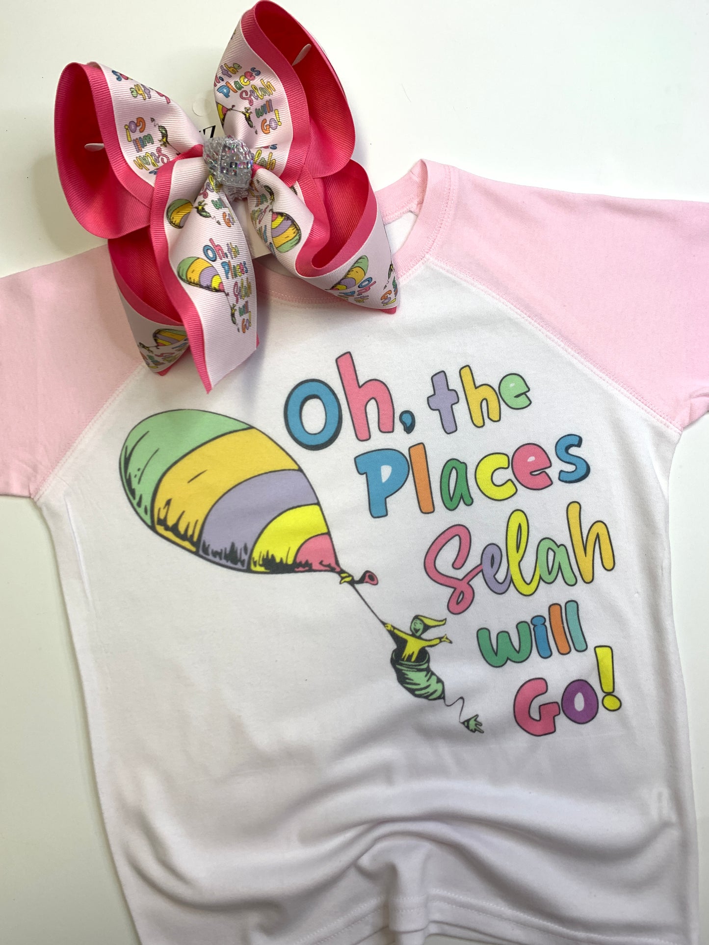 Oh the Places you will Go Personalized Name Tee Shirt + Matching bow  Dr. Seuss ~ Perfect for B2S