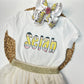 School Pencil Custom Personalized Name Tee and Matching Hair bow Combo ~ Super cute for school time~  Exclusive iBOWZ design
