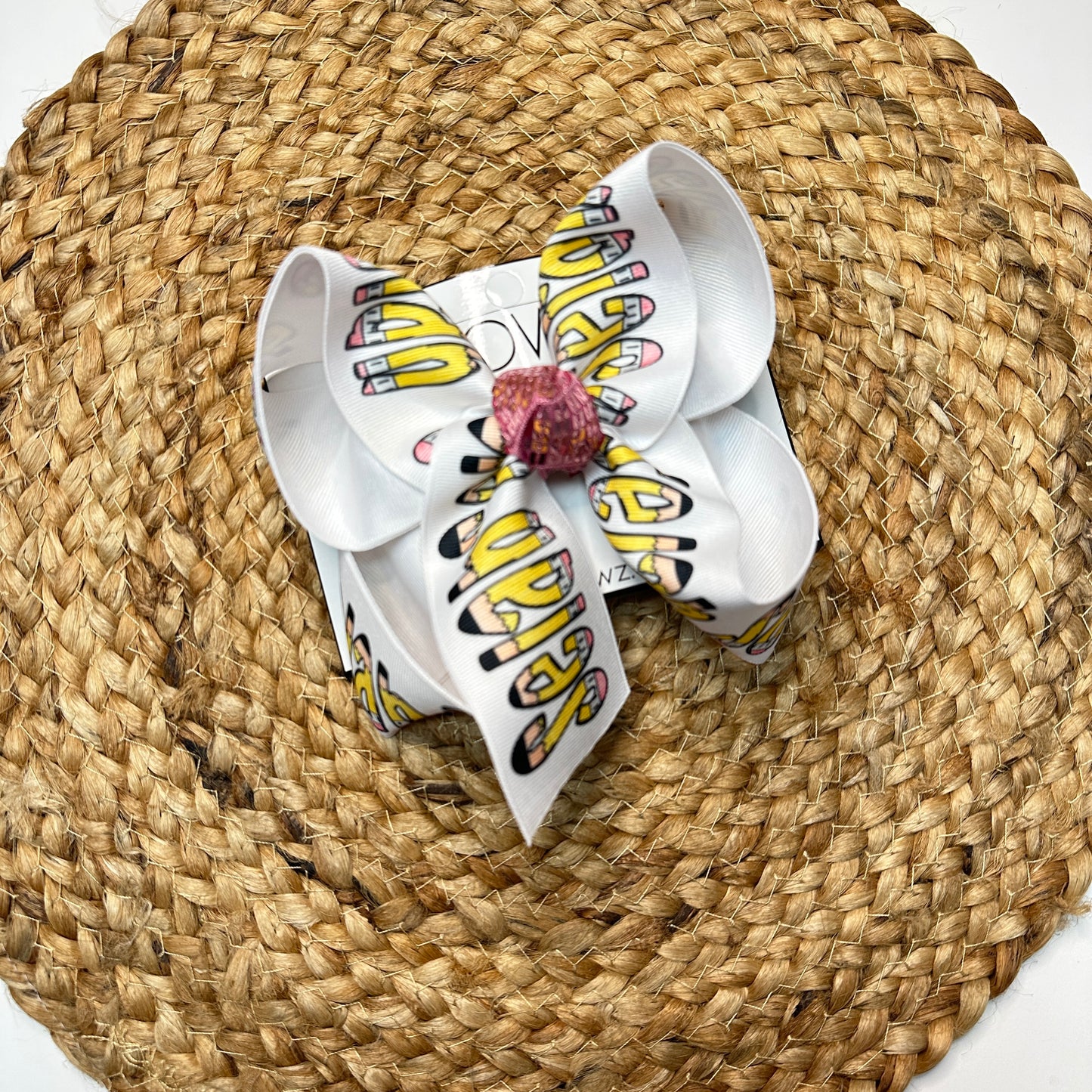 School Pencil Custom Personalized Name Tee and Matching Hair bow Combo ~ Super cute for school time~  Exclusive iBOWZ design