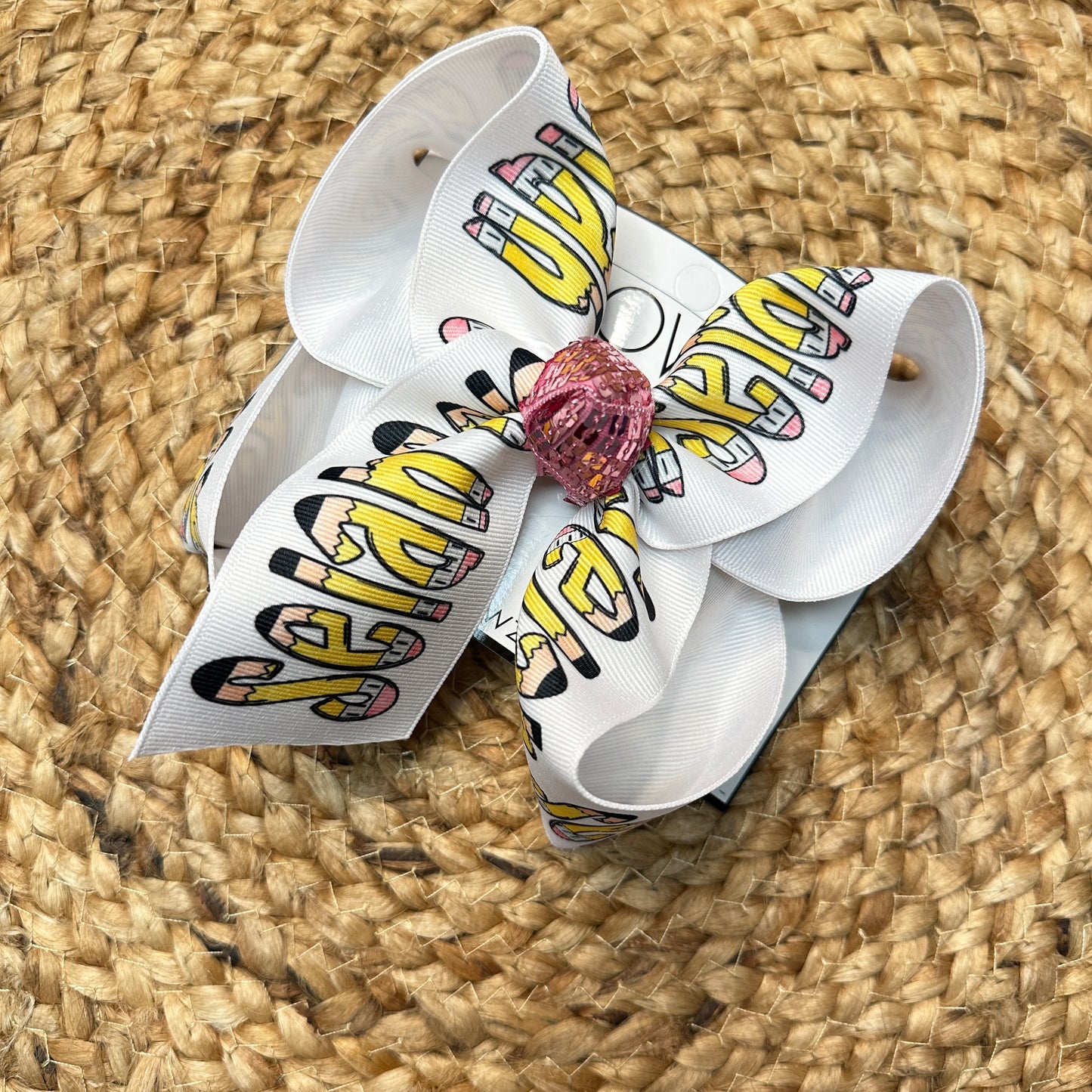 School Pencil Custom Personalized Name Tee and Matching Hair bow Combo ~ Super cute for school time~  Exclusive iBOWZ design